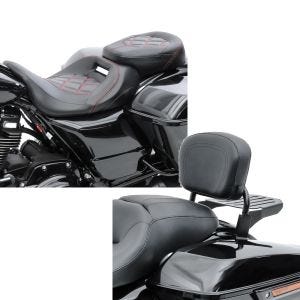 Set: Sitzbank für Harley Street Glide Special 15-21 Craftride RH3 schwarz-rot + Sissy Bar CSX Fix für Harley Davidson Street Glide Special 15-21 mit Gepäckträger schwarz Craftride_1