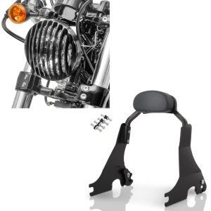 Set: Sissy Bar S1 für Harley Davidson Sportster Forty-Eight 48 10-20 abnehmbar mit Docking Kit schwarz Craftride + Scheinwerfer Grill Harley Sportster Forty-Eight 48 10-20 schwarz von Craftride_1