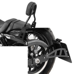 Set: Sissybar Harley Davidson Dyna Fat Bob 10-17 Craftride Fast Driver-M schwarz + Seitlicher Kennzeichenhalter für Harley Davidson Dyna Fat Bob 08-17 Craftride schwarz_1
