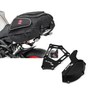 Set: Hecktasche für BMW S 1000 R Gepäcktasche hinten Bagtecs X50 50Ltr schwarz + Motordeckel Schutz für BMW S 1000 R 14-20 Protektor Motoguard EP1 schwarz_1