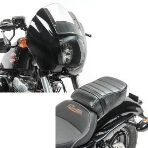 Set: Lampenmaske für Harley Sportster Forty-Eight 48 / Special Lichtmaske Craftride Q1 klar + Sozius Sitz mit Polsterung für Harley Sportster Forty-Eight 48/ 883 Iron Craftride_1