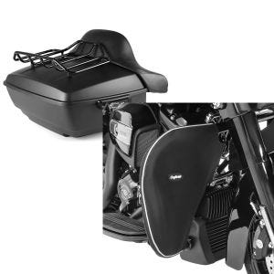 Set: Topcase King OLM für Harley Street Glide 14-21 Craftride + Sturzbügel Spritzschutz für Harley Street Glide 06-21 Beinwärmer Craftride_1