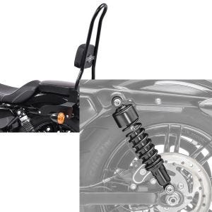 Set: Sissy Bar CSXL Fix für Harley Davidson Sportster 883 Iron 09-20 schwarz Craftride + Stoßdämpfer 11,9 Zoll Harley Davidson Sportster 883 Iron 09-20 Craftride schwarz_1