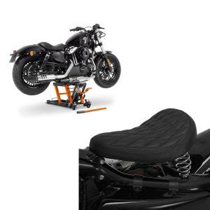 Set: Hebebühne Honda Shadow VT 750 C ConStands Mid-Lift L in orange + Solo Federsattel für Honda Shadow VT 750 / 600 C BR11 Craftride_1