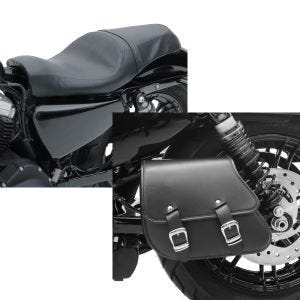 Set: Doppel Sitzbank für Harley Davidson Sportster 883 Iron 09-20 BL Sitz Craftride + Schwingentasche + Halter für Harley Sportster 883 Iron 09-20 Craftride_1