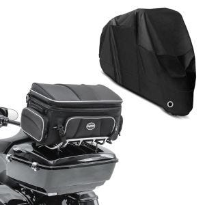 Set: Hecktasche für Harley Davidson Electra Glide Ultra Limited Topcase Tasche Craftride TT1 73Ltr + Abdeckplane Harley Electra Glide Ultra Classic / Limited Craftride XXXXL in schwarz_1