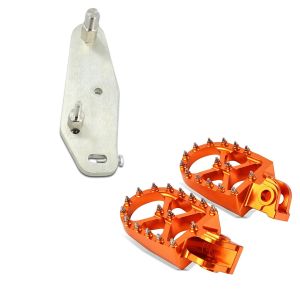 Set: Adapterplatte für ConStands Power für KTM 690 Enduro/ R 08-16 + MMX Fußrasten für KTM 690 Enduro/ R / SMC/ R Xdure FF5 orange_1