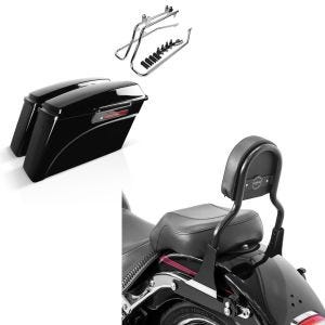 Set: Set mit Seitenkoffer und Kofferträger CR für Harley Fat Boy 90-17 LB Craftride + Sissybar Harley Fat Boy 07-17 Craftride Fast Driver-S schwarz_1