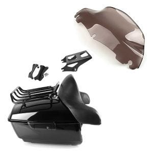 Set: Topcase King NLB für Harley Street Glide Special 15-21 + Anbaukit Craftride + Windschild Wave 9" für Harley Street Glide Special 15-21 braun Craftride_1