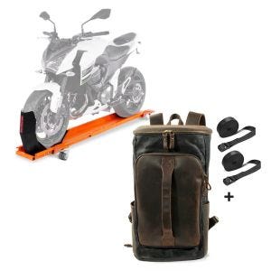 Set: Rangierschiene Harley Rocker / C ConStands Smart-Mover mit Wippe orange + Gepäckrolle für Harley Rocker / C Hecktasche Craftride VG7 schwarz_1