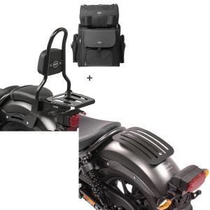 Set: Sissybar M3 + Hecktasche für Honda Rebel 500 17-21 mit Gepäckträger Craftride + Gepäckträger für Honda Rebel 500 17-20 Solo Rack L1 Gepäckbrücke Craftride_1