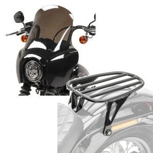 Set: Lampenmaske MG5 für Harley Softail Street Bob 18-20 Lampen Verkleidung rauchgrau Craftride + Gepäckträger für Harley Davidson Softail Street Bob 18-21 Solo Rack Craftride GS3 schwarz_1