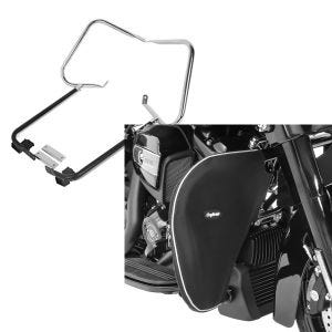 Set: Kofferträger für Harley Davidson Road King 97-08 Schutzbügel chrom Craftride + Sturzbügel Spritzschutz für Harley Road King 94-21 Beinwärmer Craftride_1