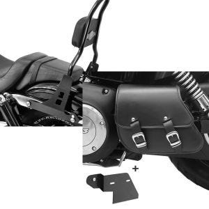 Set: Sissybar Harley Davidson Dyna Fat Bob 10-17 Craftride Fast Rider-M schwarz + Schwingentasche + Halter für Harley Dyna Fat Bob 08-17 Craftride_1