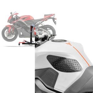 Set: Zentralständer Honda CBR 600 RR 07-16 Motorradheber ConStands Power-Evo + Tankpad seitlich für Honda CBR 600 F / RR Seiten Tankpad Zaddox Grip M schwarz_1
