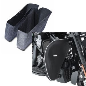 Set: Innenverkleidung Seitenkoffer Harley Davidson Road King 14-21 Craftride in grau + Sturzbügel Spritzschutz für Harley Road King 94-21 Beinwärmer Craftride_1