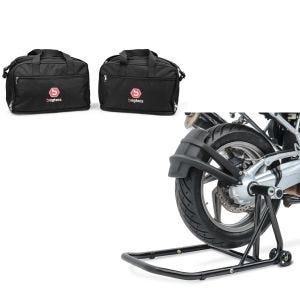 Set: Alukoffer Innentaschen für BMW R 1250 / 1200 GS / Adventure 04-21 Koffer Taschen Bagtecs MS1 + Einarmständer BMW R 1200 GS 04-12 Montageständer ConStands Single-Classic schwarz_1
