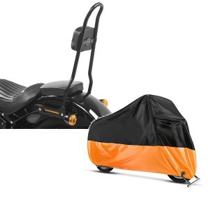 Set: Sissybar für Harley Davidson Softail Street Bob 18-21 Craftride SRL schwarz + Abdeckplane Harley Softail Street Bob / Fat Bob / 114 Craftride XXL in schwarz-orange_1