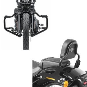 Set: Sissy Bar für Harley Davidson Fat Boy / 114 18-21 schwarz CSS Craftride + Sturzbügel Mustache für Harley Davidson Softail 18-21 Schutzbügel 32mm schwarz Craftride_1