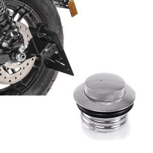 Set: Kennzeichenhalter seitlich S für Harley Sportster Forty-Eight 48 10-20 schwarz Craftride + Tankdeckel Pop-Up für Harley-Davidson Sportster Forty-Eight 48 10-20 chrom Craftride_1