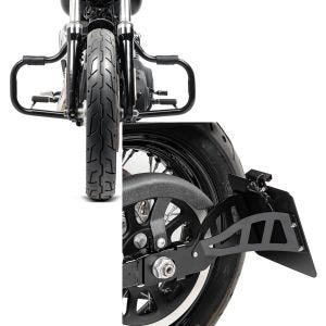Set: Sturzbügel für Harley Davidson Dyna Fat Bob 08-17 Craftride Mustache schwarz + Seitlicher Kennzeichenhalter für Harley Davidson Dyna Fat Bob 08-17 Craftride schwarz_1