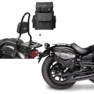 Set: Sissybar M3 + Hecktasche für Honda Rebel 500 17-21 mit Gepäckträger Craftride + Satteltasche Honda Rebel 500 Craftride Arizona 3Ltr rechts in schwarz_1