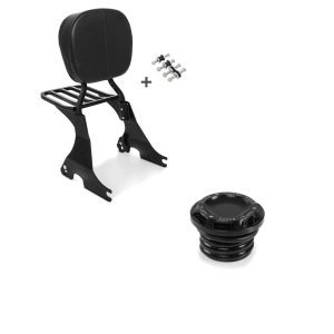 Set: Sissybar für Harley Davidson Sportster 883 Iron 09-20 Craftride inkl. Gepäckträger und Docking Kit schwarz + Tankdeckel CNC1 für Harley-Davidson Sportster 883 Iron 09-20 schwarz Craftride_1