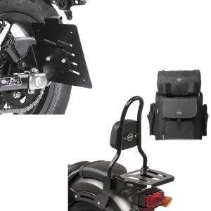 Set: Sissybar M3 + Hecktasche für Honda Rebel 500 17-21 mit Gepäckträger Craftride + Kennzeichenhalter seitlich für Honda Rebel 500 17-21 schwarz Craftride_1