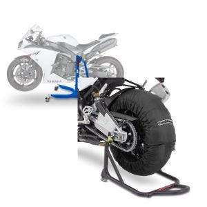 Set: Zentralständer Yamaha YZF-R1 07-14 blau Motorradheber ConStands Power-Classic + Reifenwärmer Set für Yamaha YZF-R6 YZF-R1 ConStands Laguna Seca 60-80°C schwarz_1