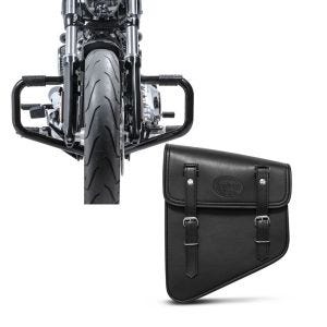Set: Motorrad Sturzbügel Craftride Mustache II für Harley Davidson Softail 18-21 in schwarz + Satteltasche Harley Softail Street Bob Utah Craftride 11Ltr links in schwarz_1