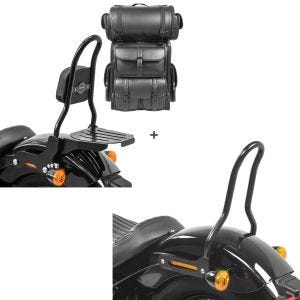 Set: Sissybar CSM + Hecktasche LX für Harley Heritage Softail Classic 18-19 abnehmbar mit Gepäckträger Craftride + Sissybar für Harley Davidson Softail 18-21 Craftride Tampa S schwarz_1