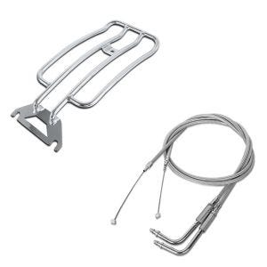 Set: Gepäckträger Solo Rack für Harley Davidson Road King 97-05 chrom Craftride + Gaszug für Harley-Davidson Road King 96-07 Edelstahl/Nylon Craftride_1