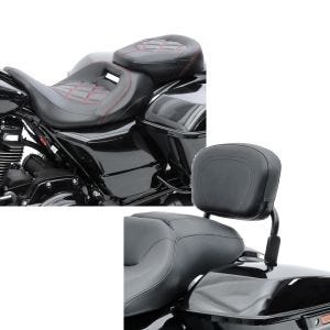 Set: Sitzbank für Harley Street Glide Special 15-21 Craftride RH3 schwarz-rot + Sissy Bar CSX Fix für Harley Davidson Street Glide Special 15-21 schwarz Craftride_1