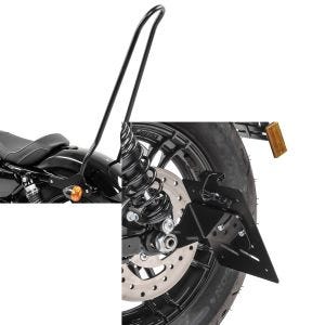 Set: Sissybar für Harley Sportster Forty-Eight 48 10-20 Craftride Tampa XL schwarz + Kennzeichenhalter seitlich S für Harley Sportster Forty-Eight 48 10-20 schwarz Craftride_1