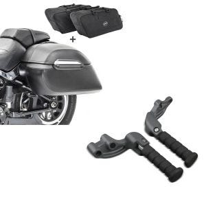 Set: Set Seitenkoffer + Innentaschen für Indian Scout/ Bobber/ Sixty Craftride K3 + Sozius Fussrasten Set mit Halter für Indian Scout, Sixty, Bobber 15-19 Craftride_1