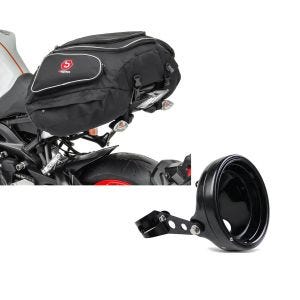 Set: Hecktasche Suzuki SV 650 Gepäcktasche hinten Bagtecs X50 50Ltr schwarz + LED Scheinwerfer-Gehäuse MG 7" für Suzuki LS 650 Savage / SV 1000 / 650 schwarz Craftride_1