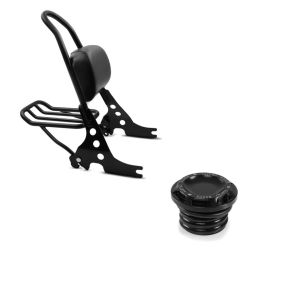 Set: Sissybar Harley Davidson Sportster 883 Iron 09-20 Craftride Fast Rider-M inkl. Gepäckträger schwarz + Tankdeckel CNC1 für Harley-Davidson Sportster 883 Iron 09-20 schwarz Craftride_1