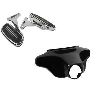 Set: Beifahrer Trittbretter + Halter CF2S für Harley Street Glide 06-21 Craftride + Batwing Verkleidung für Harley Davidson Street Glide 06-13 Craftride_1