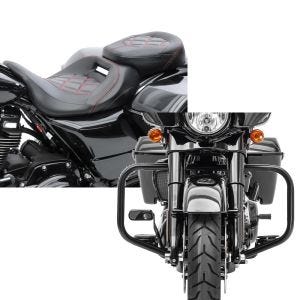 Set: Sitzbank für Harley Street Glide Special 15-21 Craftride RH3 schwarz-rot + Sturzbügel für Harley Davidson Street Glide Special 15-21 Craftride TR2 schwarz_1