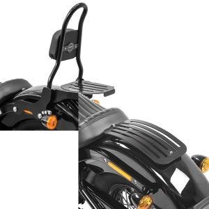 Set: Sissybar Harley Davidson Softail 18-21 Craftride Fast Rider-M inkl. Gepäckträger schwarz + Gepäckträger für Harley Softail Standard 20-21 Solo Rack L1 Gepäckbrücke Craftride_1