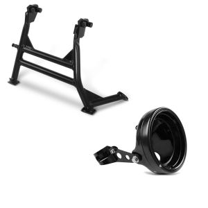 Set: Hauptständer Honda Hornet 900 02-05 Mittelständer ConStands in schwarz + LED Scheinwerfer-Gehäuse MG 7" für Honda Hornet 900 / 600 / S schwarz Craftride_1