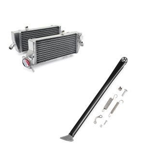 Set: Kühler Radiator für KTM EXC-F 4-Takt Modelle 08-16 Nomud 4-Takt Paar rechts und links + Seitenständer für KTM Husqvarna Husaberg 2008-2016 Xdure Kick stand schwarz_1