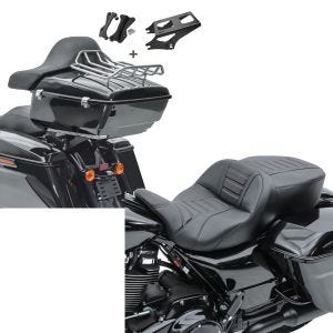 Set: Topcase für Harley Street Glide Special 15-21 Craftride Top Case L mit Docking und Rack + Sitzbank für Harley Street Glide Special 15-21 Craftride TG3 in schwarz_1