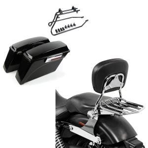 Set: Seitenkoffer Set für Harley Dyna Low Rider 08-17 DY1 Craftride + Sissybar Harley Dyna Modelle 2006-2017 Craftride Fast Driver-M Flex inkl. Gepäckträger chrom_1