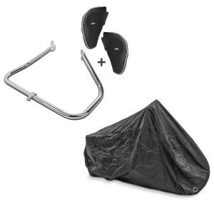 Set: Sturzbügel Set für Harley Davidson Street Glide 09-21 mit Spritzschutz Craftride S-Y3 + Abdeckplane Harley Street Glide / Special Craftride XXXL schwarz_1