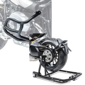 Set: Sturzbügel für BMW R NineT 14-21 Motoguard Schutzbügel + Rangierhilfe BMW R NineT 14-21 Montageständer ConStands Single Mover Schwarz_1
