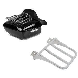 Set: Topcase King OLR für Harley Heritage Softail Classic / 114 schwarz Craftride + Gepäckträger für Harley Heritage Softail Classic 88-05 chrom Craftride_1