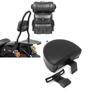 Set: Sissybar CSM + Hecktasche LX für Harley Heritage Softail Classic 18-19 abnehmbar mit Gepäckträger Craftride + Fahrer Sissybar für Harley Davidson Softail Heritage Custom / 114 18-21 Rückenlehne Craftride FR1 schwarz_1
