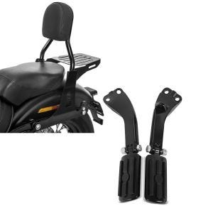 Set: Sissybar für Harley Davidson Street Bob 09-17/LR Craftride Fast Driver-S inkl. Gepäckträger schwarz + Sozius Fussrasten Set mit Halter für Harley Dyna Street Bob 06-17 BL1 schwarz Craftride_1