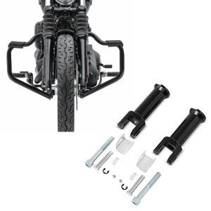Set: Sturzbügel Mustache für Harley Davidson Softail 18-21 Schutzbügel 32mm schwarz Craftride + Sozius Fussrasten-Halter für Harley Davidson Softail Standard 20-21 Craftride schwarz_1